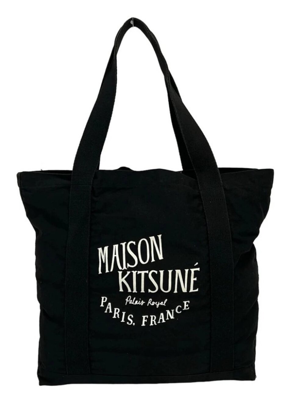 MAISON KITSUNE GU05125WW0008 Black Cream Canvas Tote Bag